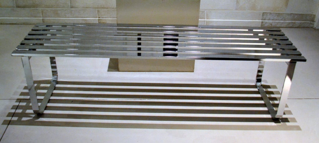 Milo Baughman Chrome Slat Bench 3