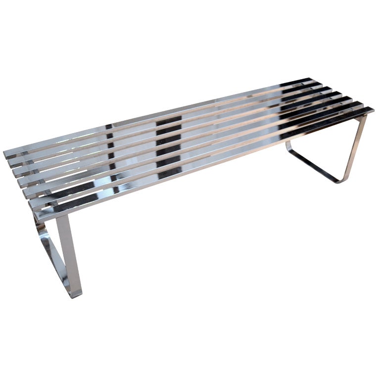 Milo Baughman Chrome Slat Bench