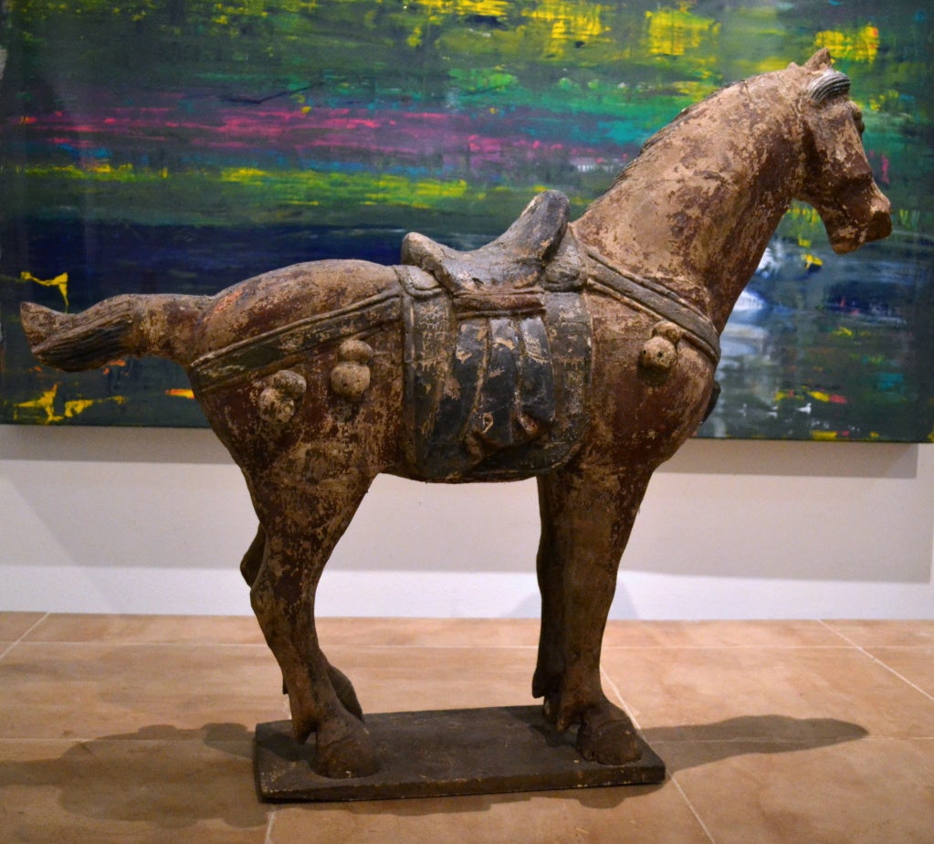 19th Century Large Chinese Wood Carved Horse