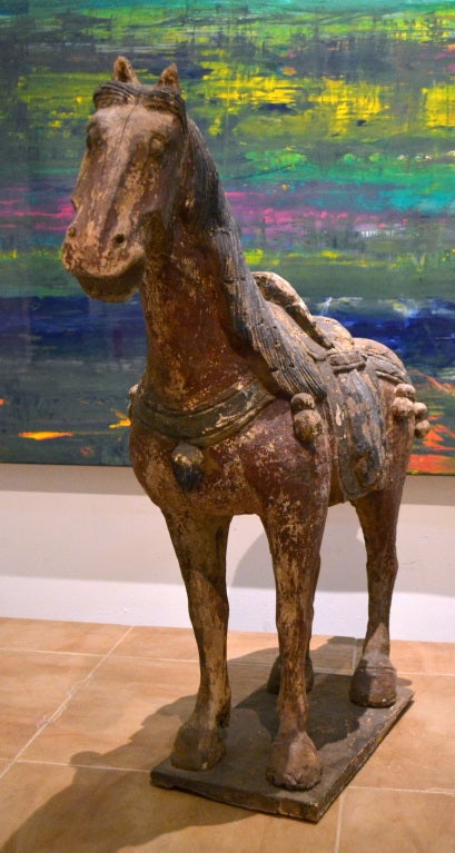 Large Chinese Wood Carved Horse 1