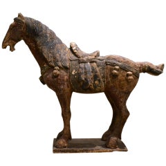 Large Chinese Wood Carved Horse