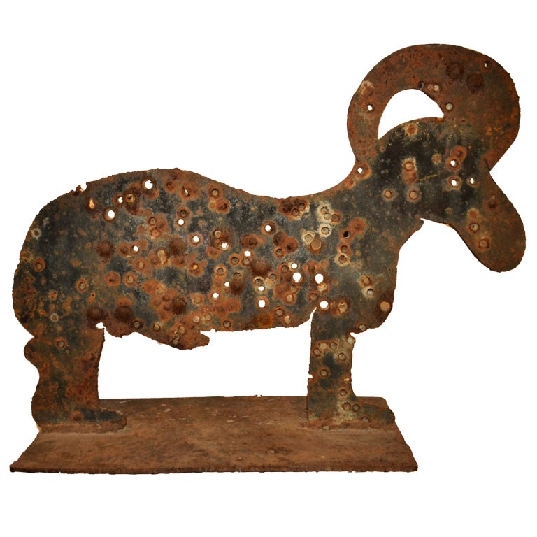Large Steel Folk Art Goat Sculpture For Sale