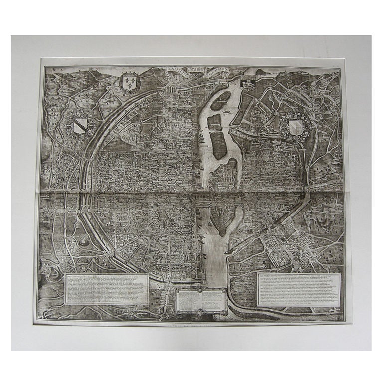 Paris De 1512-1547 de la Gran Gouache apres le plan Tapisserie For Sale