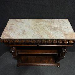 Italian Renaissance C19th  Carved Walnut Console Table, with Marble Top
