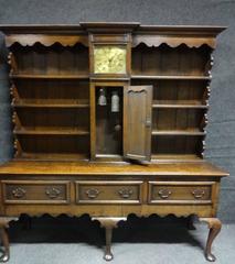 Rare George III Style Oak Dresser Fitted with Grandfather Clock