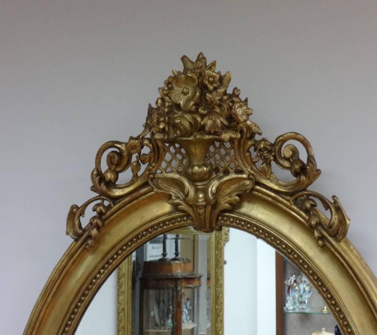 Large French Oval Rococo Gilt Gesso Mirror at 1stdibs