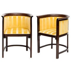 Antique Pair of Barrel Armchairs by Josef Hoffman