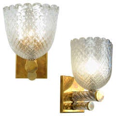 Pair of Murano Glass Cup Sconces