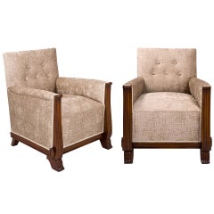 Pair of French Art Deco Armchairs, Style of Dominique