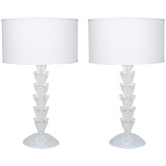 Pair of Murano "Pulegoso" Glass Lamps by Cenedese