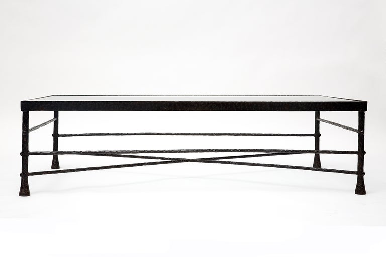 hammered iron coffee table