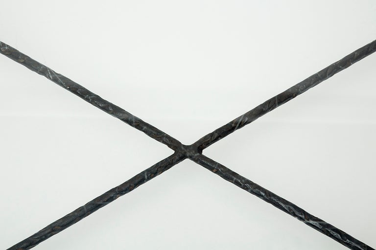 Diego Giacometti Style Hand Hammered Iron & Glass Coffee Table 3