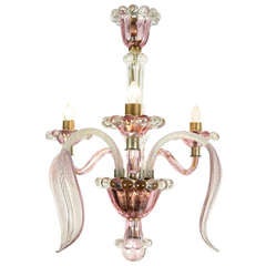 Vintage "Piccolo" Pink Murano Glass Chandelier