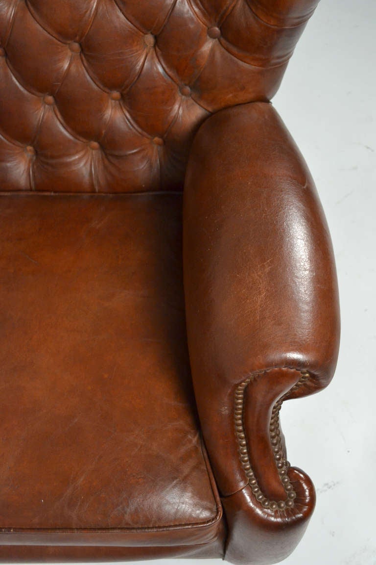 Antique Spanish Art Deco Tufted Leather Sofa 1