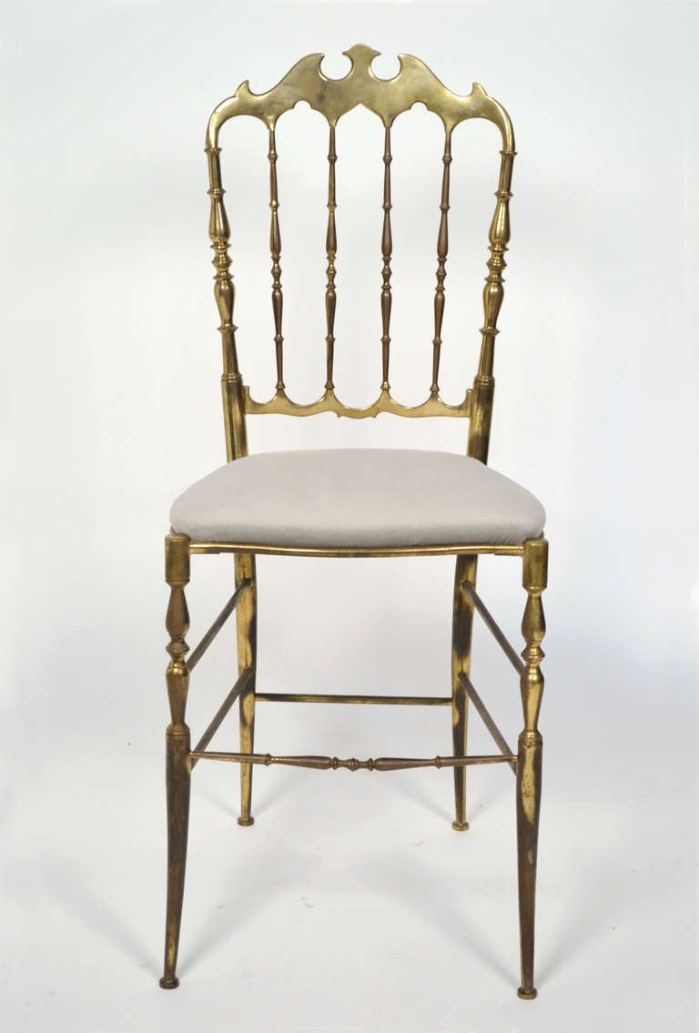 Italian Vintage Pair of Brass Chiavari Chairs