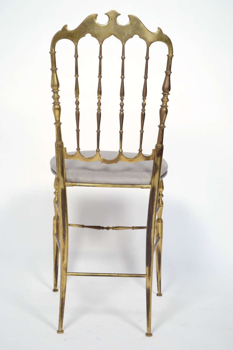 Mid-20th Century Vintage Pair of Brass Chiavari Chairs