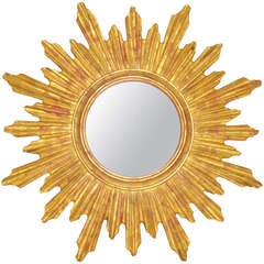 Vintage Gilded Fir Sunburst Mirror