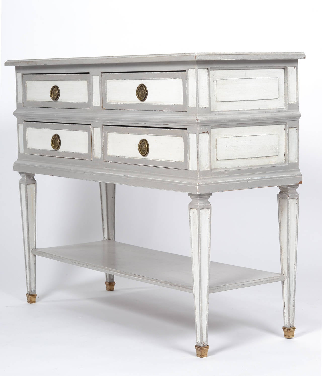 Early 20th Century Faux Pair of French Directoire Style Console Tables with Drawers