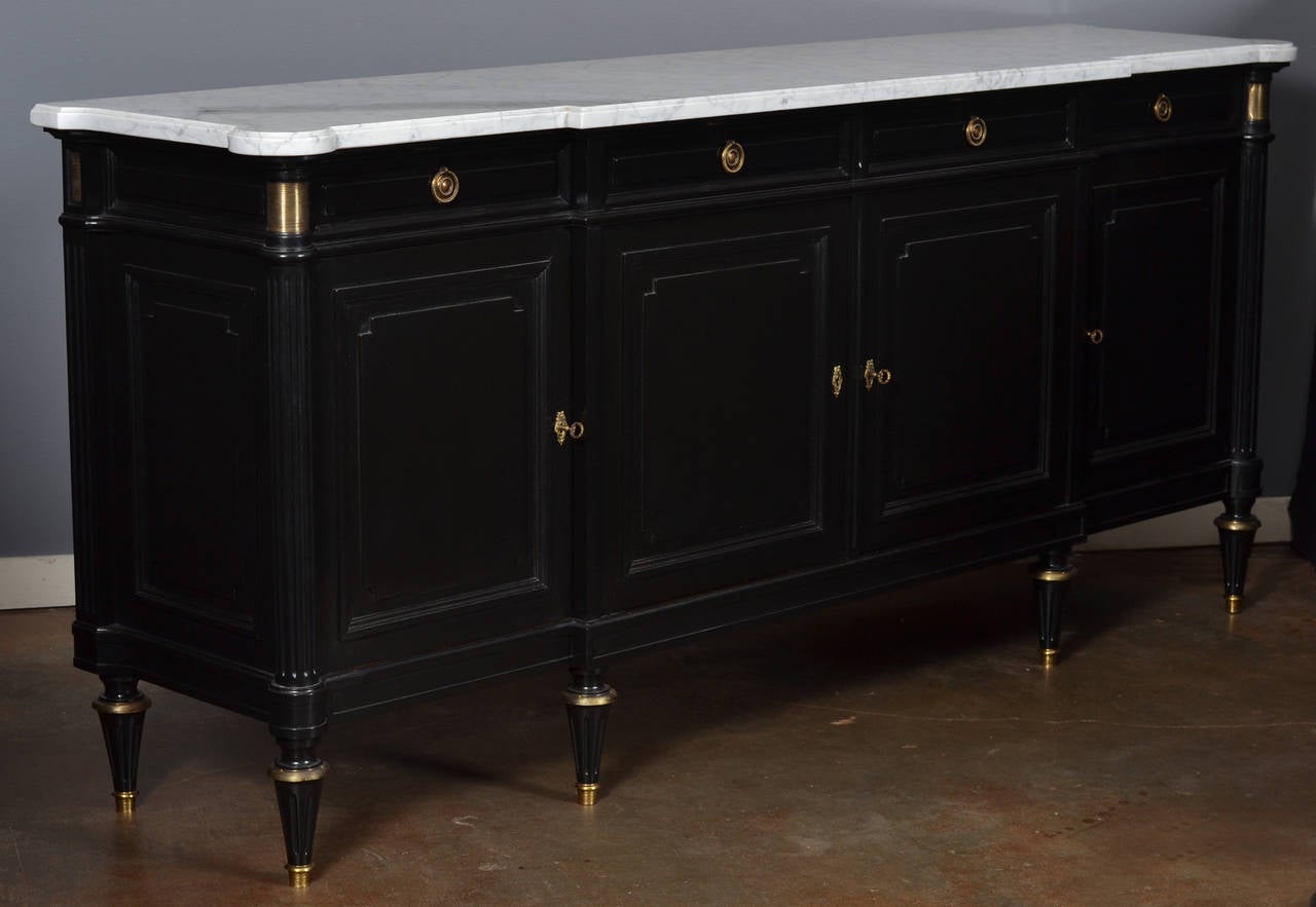 Ebonized Louis XVI Carrara Marble-Top Buffet