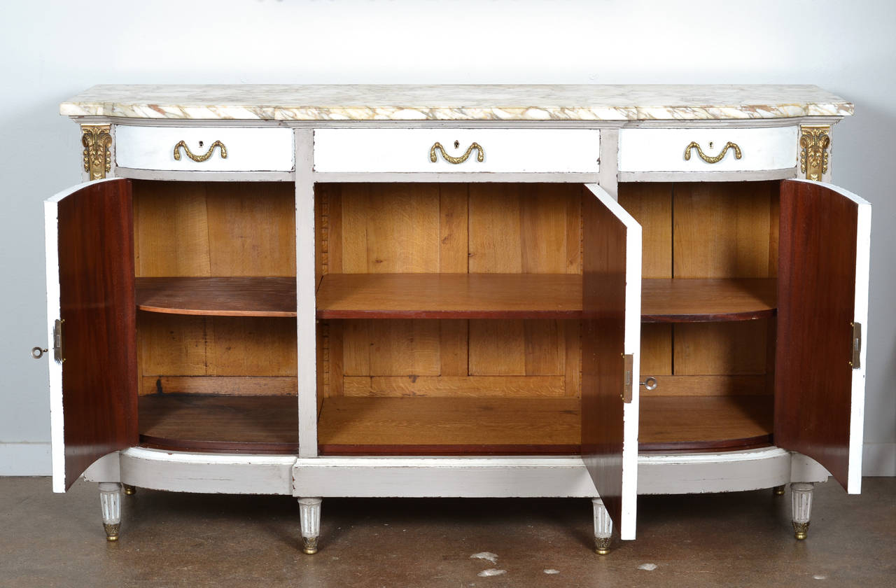 French Antique Louis XVI Marble-Top Buffet In Good Condition In Austin, TX