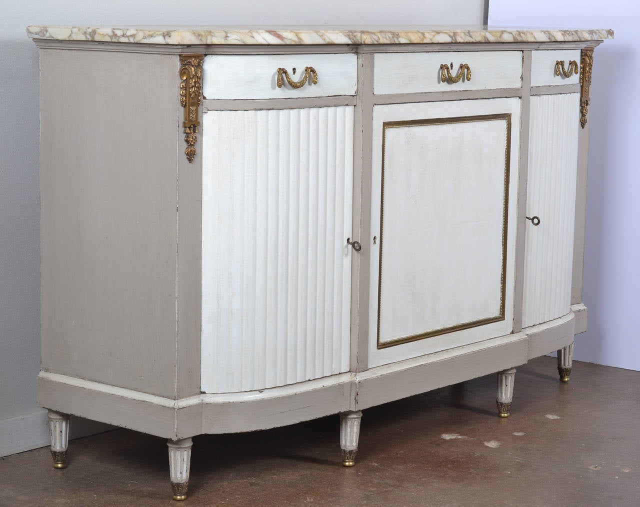19th Century French Antique Louis XVI Marble-Top Buffet