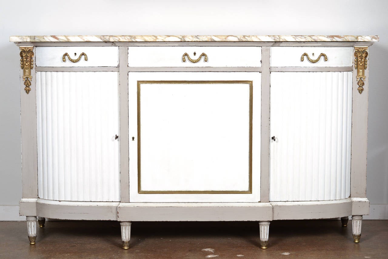 French Antique Louis XVI Marble-Top Buffet 2