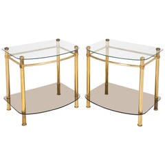 Vintage Pair of Brass and Glass Side Tables 7