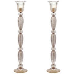 Murano "Pulegoso" Amethyst Glass Floor Lamps