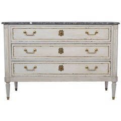 French Antique Louis XVI, Saint Anne Marble-Top Chest French Antique Louis XVI, Saint Anne Marble-Top Chest