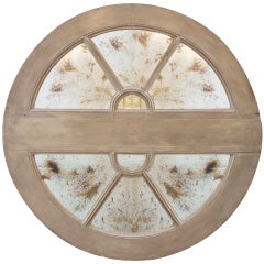 Antique Painted Round Trumeau Mirror