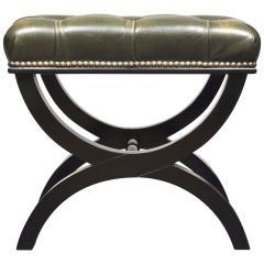 French 1920 Curule Leather Stool