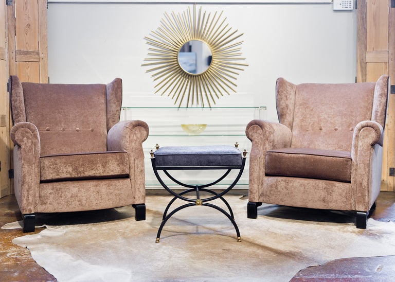 Vintage Forged Iron & Brass Curule Stool