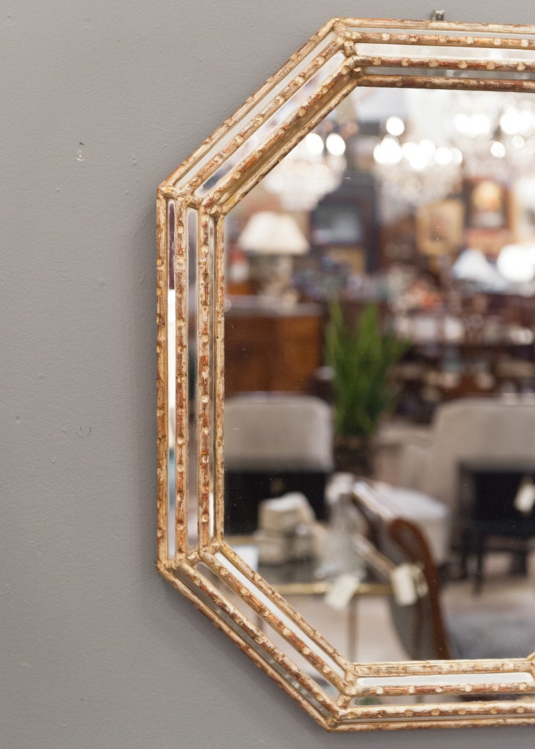 Fir Italian Gold Leafed Octagonal Mirror