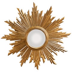 Convex Gilded Sunburst Mirror from Spain