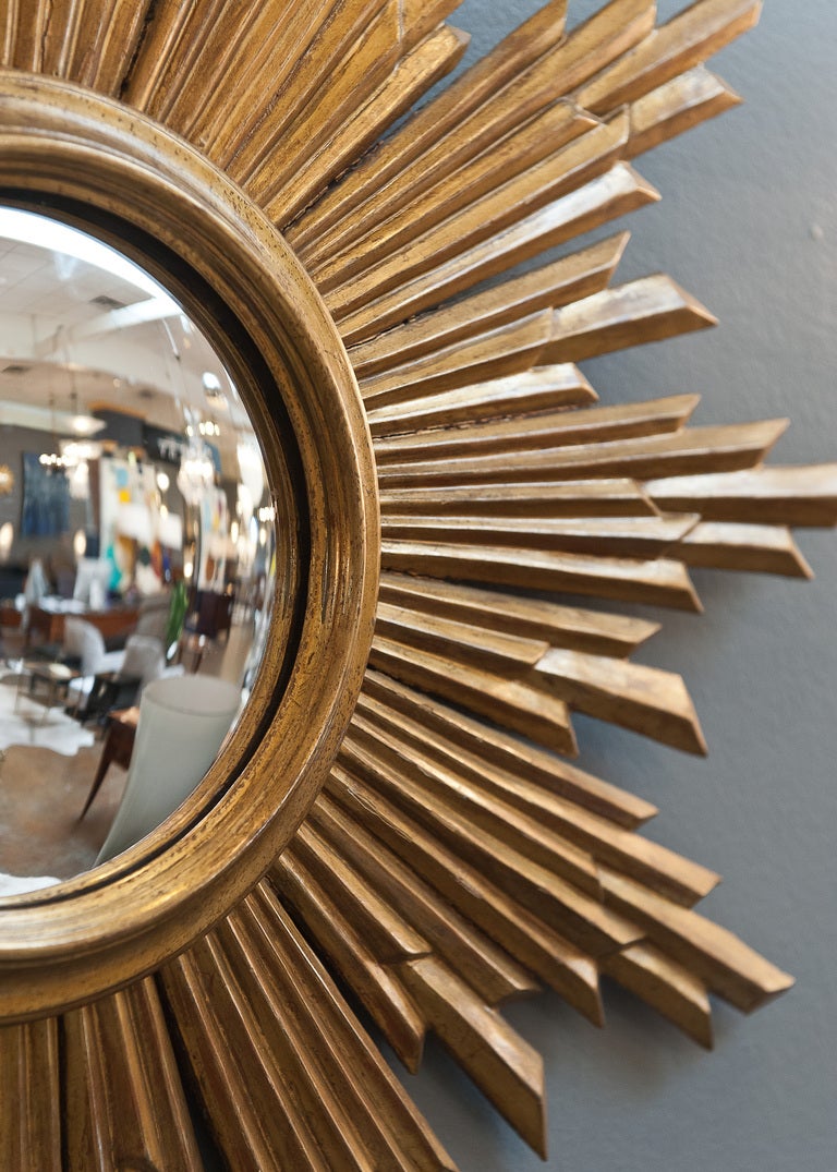 Convex Gilded Sunburst Mirror from Spain 2