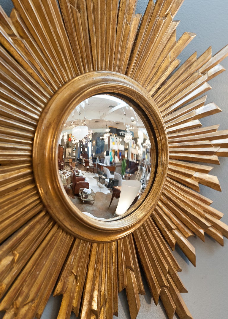 Convex Gilded Sunburst Mirror from Spain 3