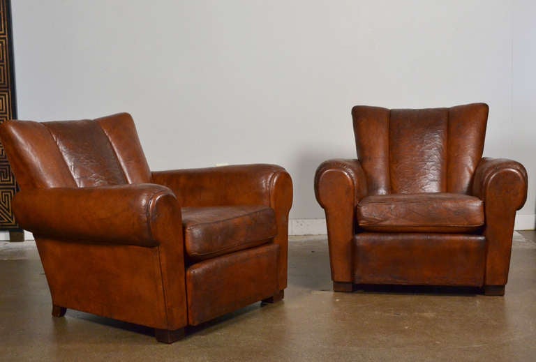 French Vintage Leather Club Chairs 3