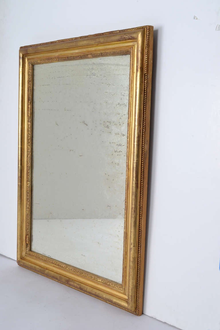 19th Century French Louis XVI Gold Leafed Mirror