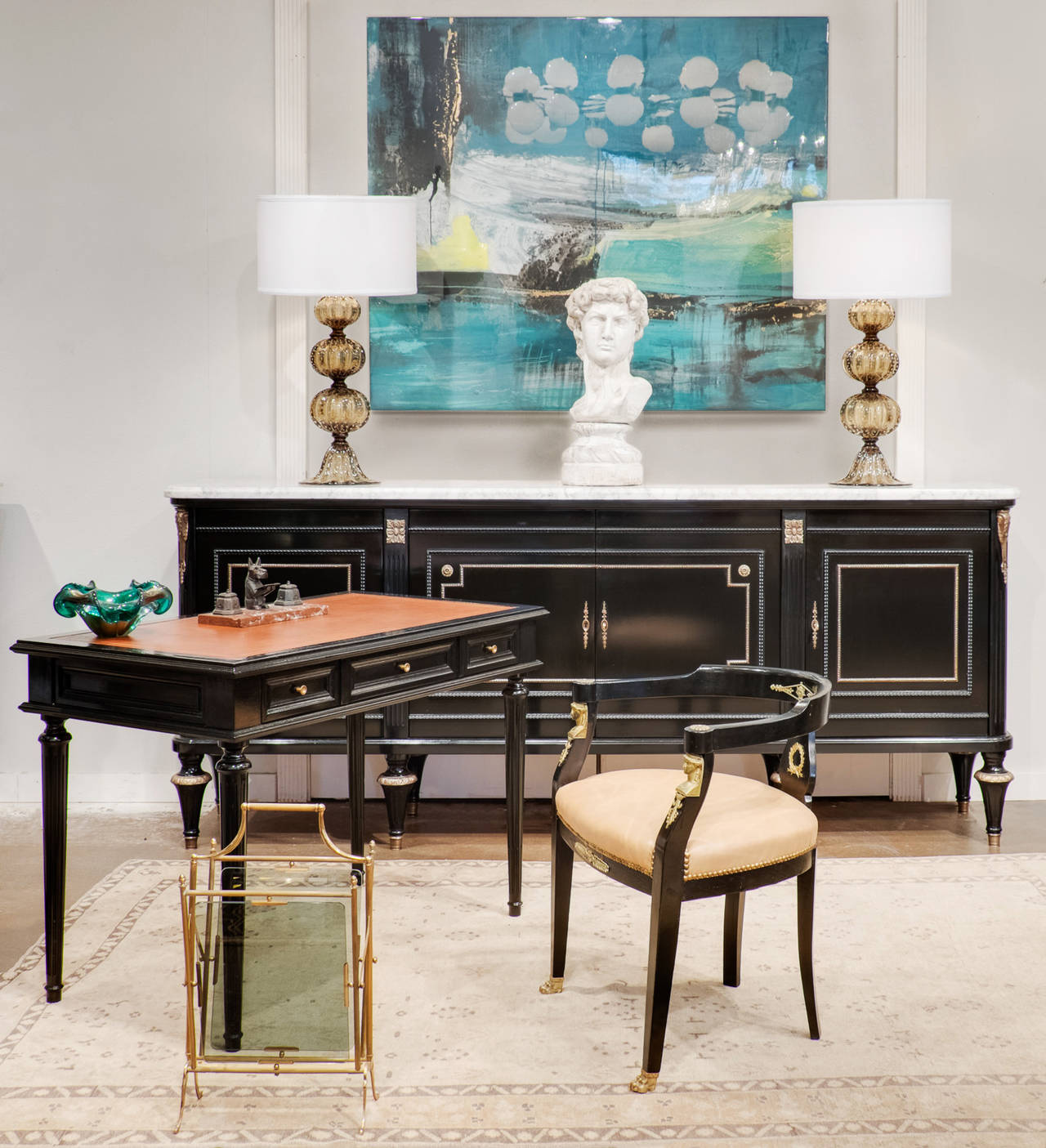 French Louis XVI Ebonized Desk