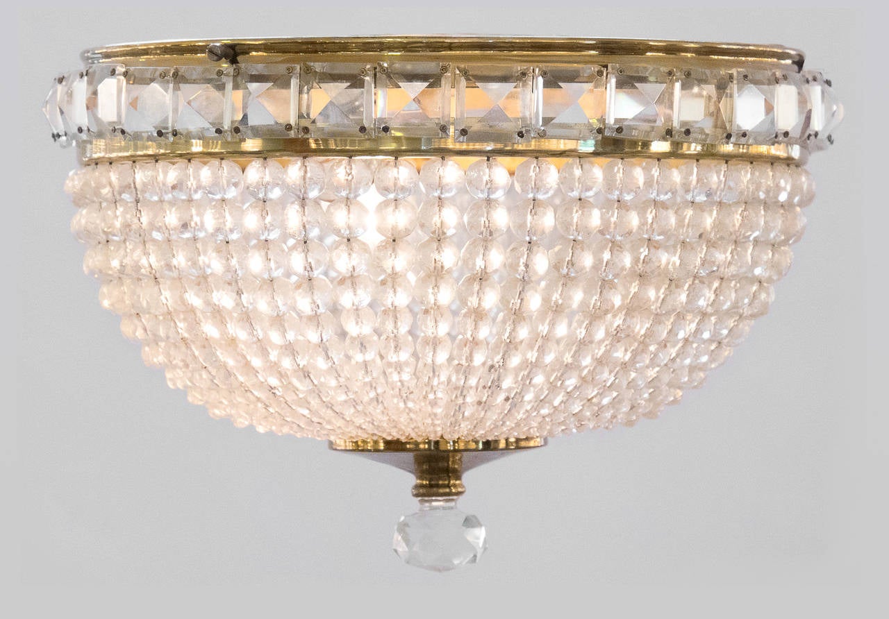 French Empire Style Crystal Ceiling Fixtures In Good Condition In Austin, TX