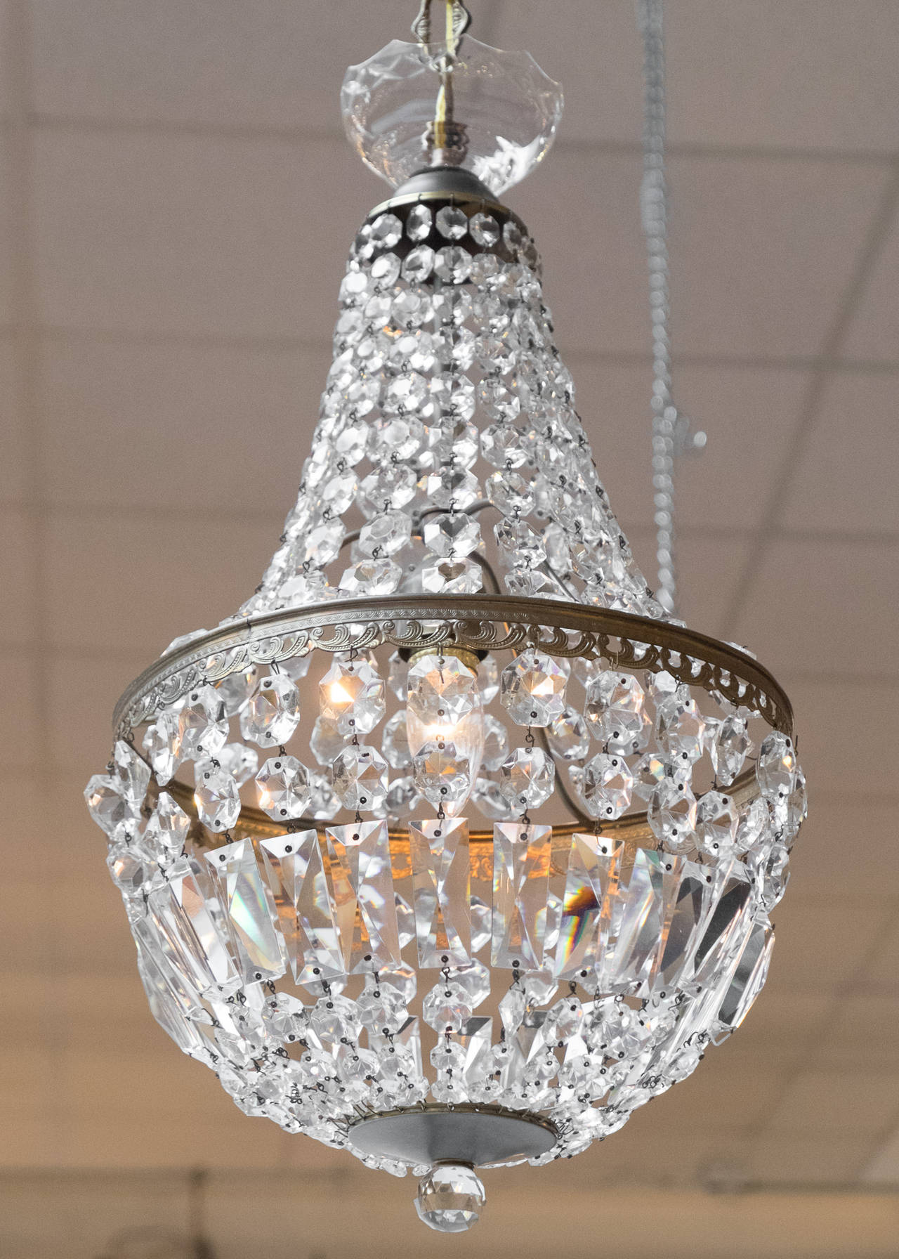 French Empire Crystal and Bronze Chandelier In Good Condition In Austin, TX
