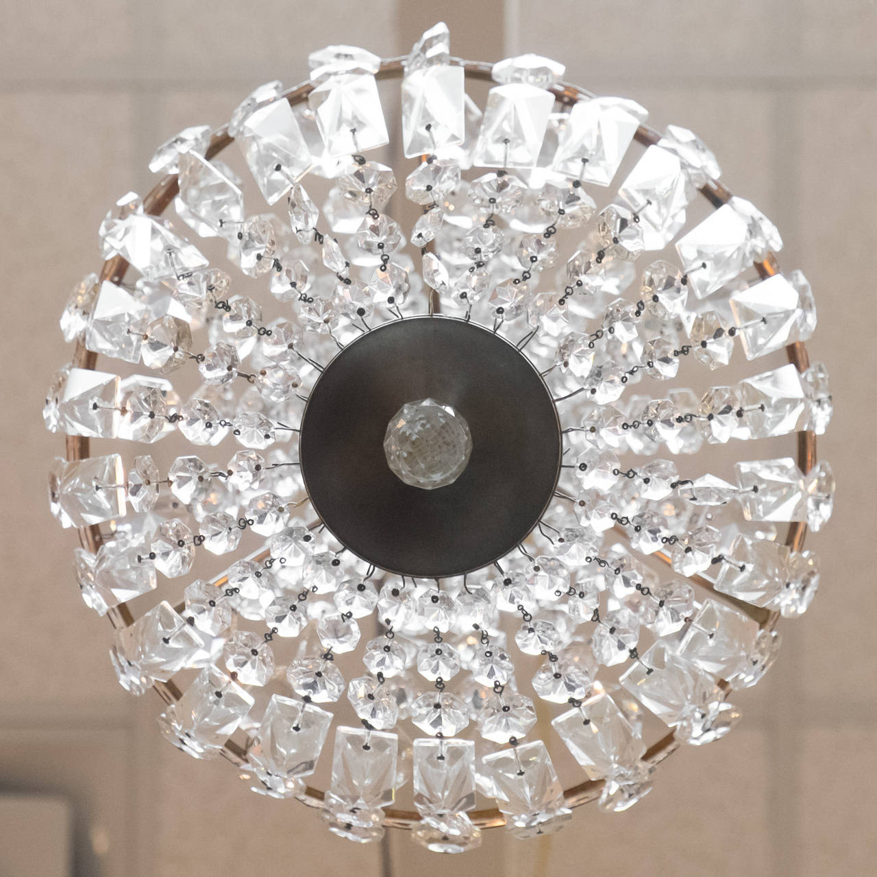 Early 20th Century French Empire Crystal and Bronze Chandelier