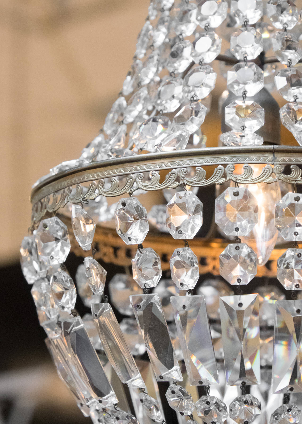 French Empire Crystal and Bronze Chandelier 2