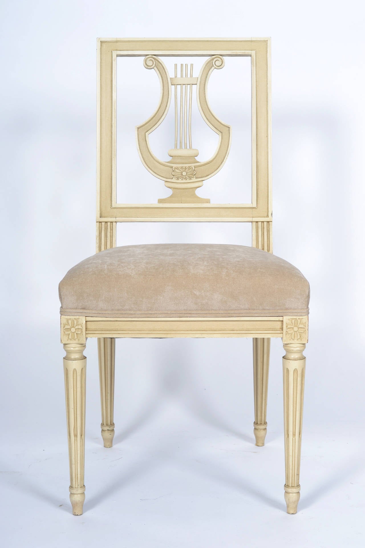 French Louis XVI Lyre Dining Chairs In Good Condition In Austin, TX