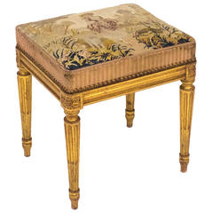 Louis XVI Needlepoint and Gold Leaf Stool