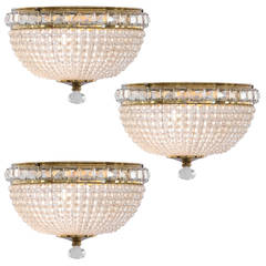 Antique French Empire Style Crystal Ceiling Fixtures