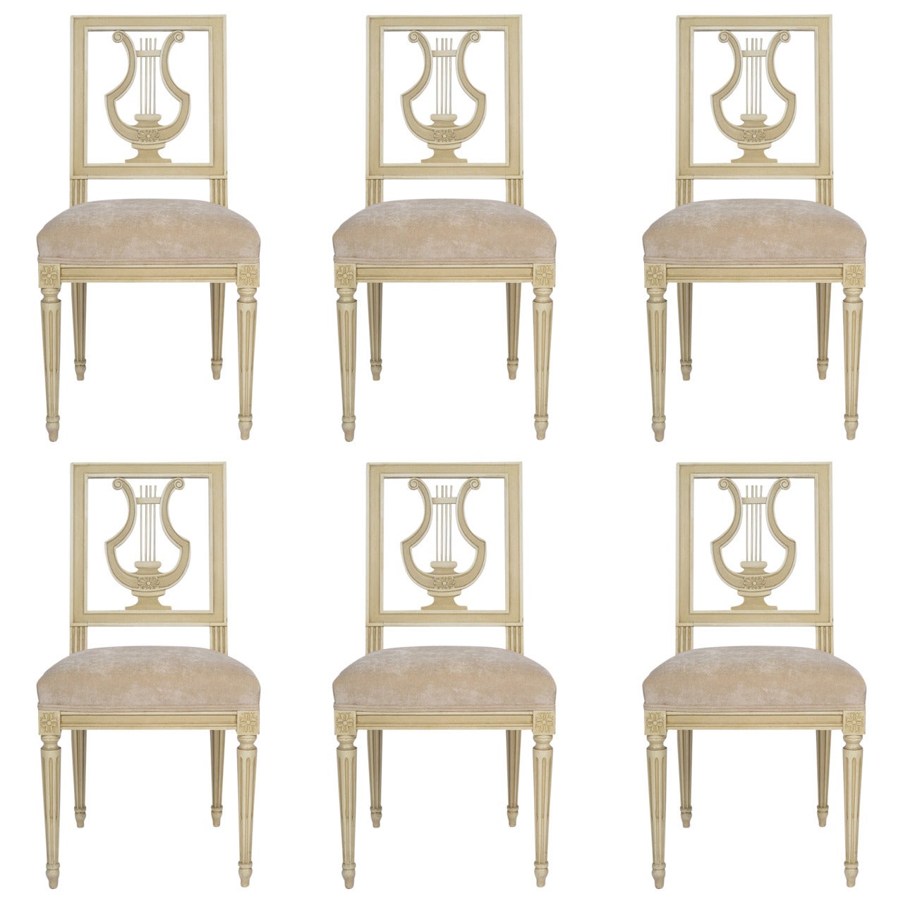 French Louis XVI Lyre Dining Chairs