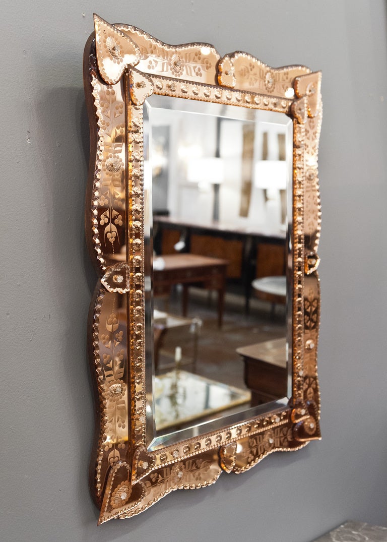 Italian Venetian Mirror with Copper Mirror Frame