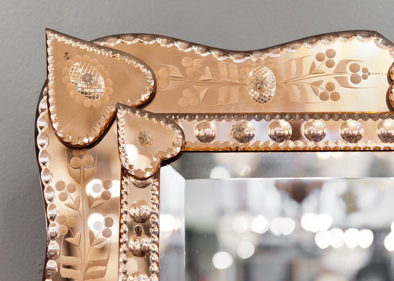 Venetian Mirror with Copper Mirror Frame In Good Condition In Austin, TX