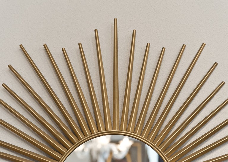 Mid-20th Century Vintage Gilded Brass Sunburst Mirror